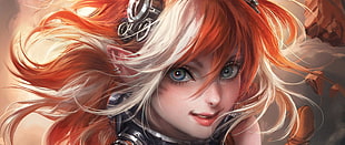 female game character digital wallpaper, manga