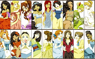 Disney princess animated illustration wallpaper