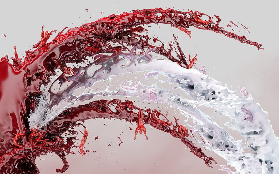 selective focus of water and blood mixing HD wallpaper