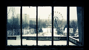 black and gray ferris wheel, old, black, Pripyat, abandoned