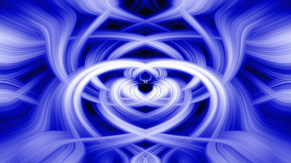 white and blue 3D art HD wallpaper