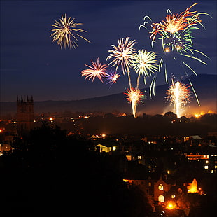 fireworks display during night, ludlow HD wallpaper