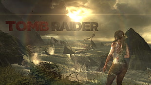 The Walking Dead DVD case, Tomb Raider, Lara Croft, sea, shipwreck HD wallpaper