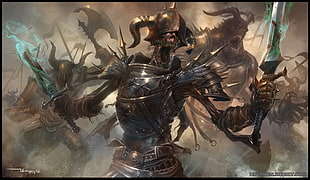 skeleton warrior game cover, fantasy art HD wallpaper