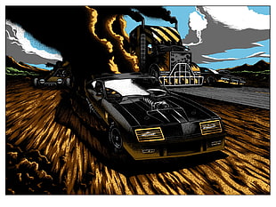 black and gray car illustration, Mad Max HD wallpaper