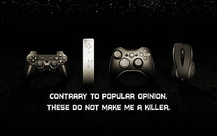 four black game controllers, video games HD wallpaper