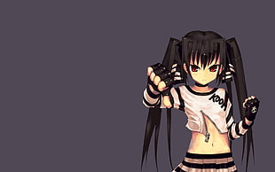 black haired anime girl illustration HD wallpaper
