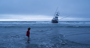 Ship,  Sea,  Child,  Loneliness HD wallpaper