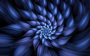 blue flower illustration, abstract, petals, brush strokes