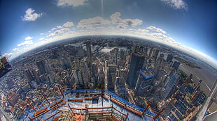 fish eye aerial view of city during day HD wallpaper