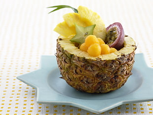 pineapple fruit with salad HD wallpaper