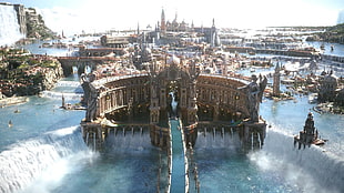 Final Fantasy 15 city digital wallpaper