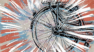 bicycle wheel art, digital art, bicycle, wheels, abstract