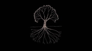 brown tree illustration, Gojira, minimalism, artwork, trees