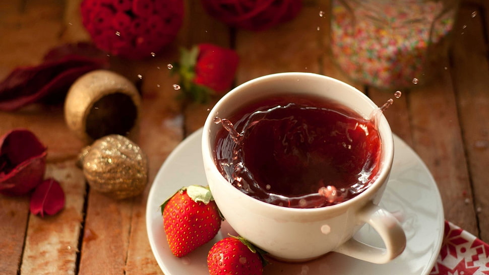 white ceramic teacup HD wallpaper