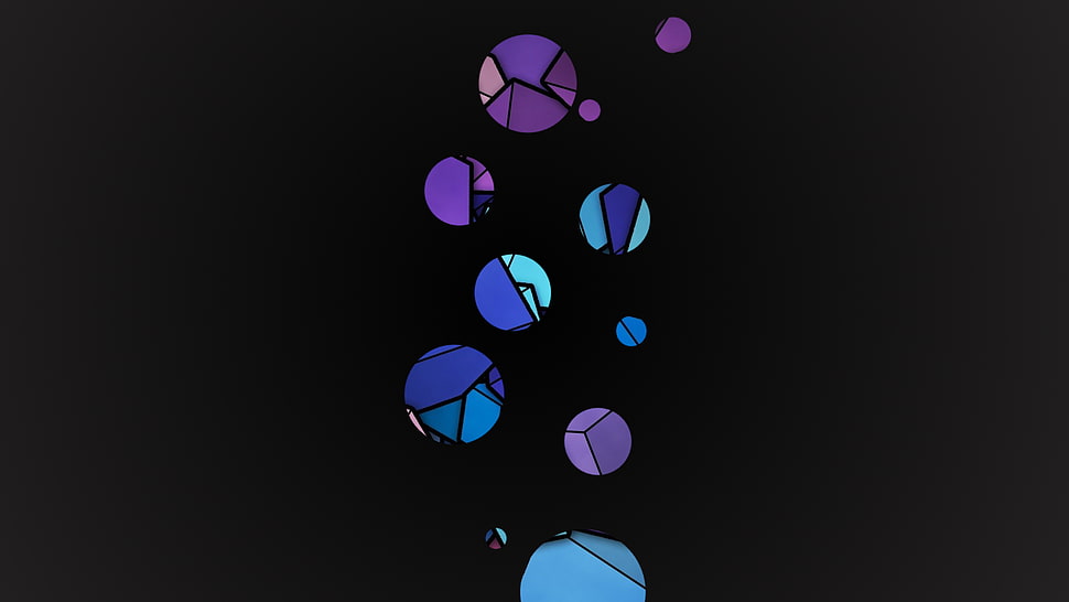 blue, black, and purple abstract illustration, circle, minimalism, simple background HD wallpaper