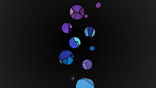 blue, black, and purple abstract illustration, circle, minimalism, simple background