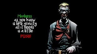 The Joker illustration with text overlay, Joker, quote
