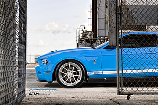 blue and black car bed frame, car, blue cars, Ford, Ford Mustang