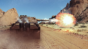 brown battletank wallpaper, World of Tanks, tank, render, wargaming