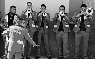 grayscale photography of men playing saxophone, mascota, mexico HD wallpaper