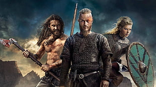men's black long-sleeved shirt, Vikings, Vikings (TV series), Ragnar Lodbrok, Rollo Lothbrok HD wallpaper