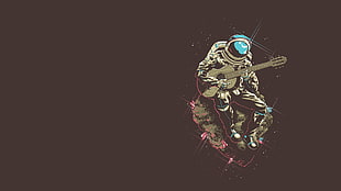 astronaut playing guitar digital wallpaper, astronaut, artwork