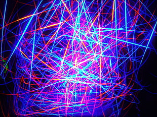 blue and red LED light, abstract, colorful, neon, blue HD wallpaper