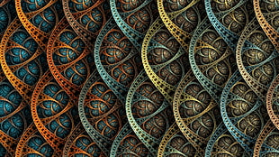 orange blue and yellow digital wallpaper