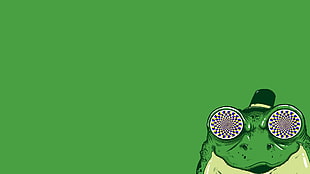 green and yellow frog illustration, frog, minimalism