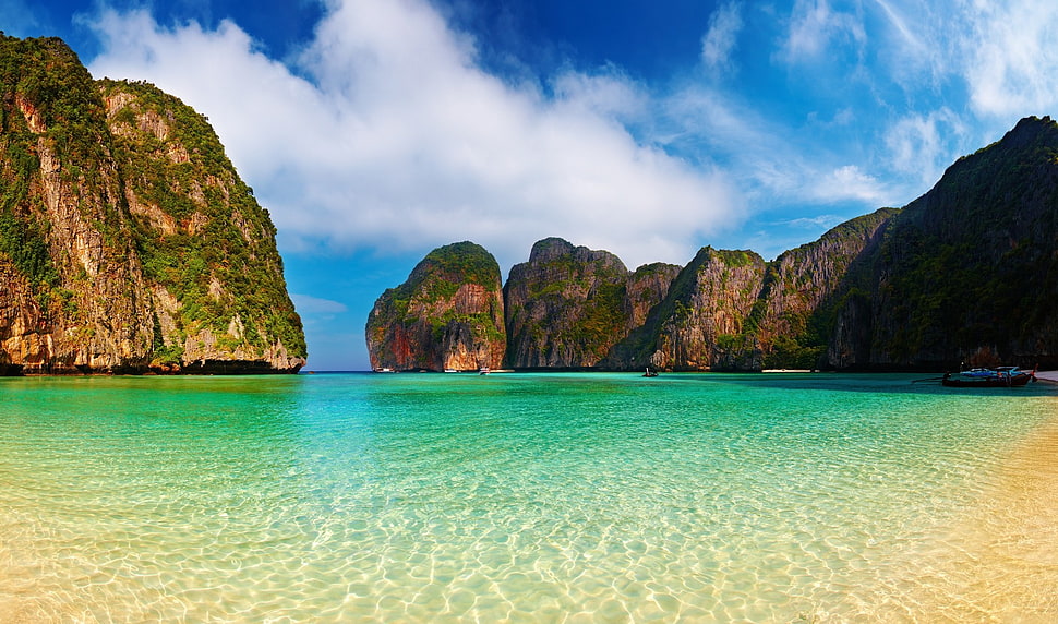 rock formation, beach HD wallpaper