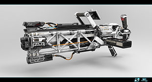 black and gray rifle illustration, digital art, science fiction, XCOM 2, weapon