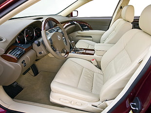 white and brown car interior