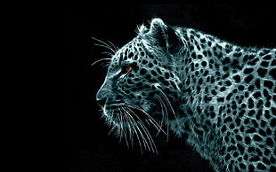 white and black leopard print textile, animals, Fractalius, leopard (animal)