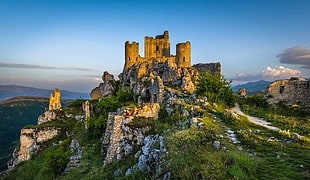 gray concrete hoise, Italy, fortress, ruin, mountains HD wallpaper