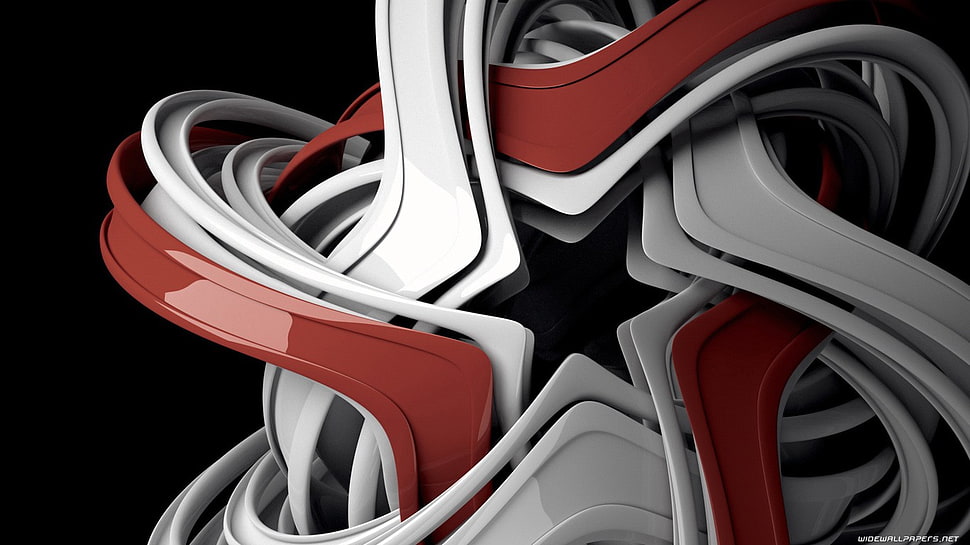 white and red decor, render, abstract, digital art HD wallpaper
