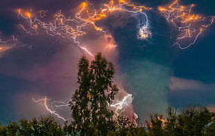 photo of lightning, nature, landscape, photography, eruption HD wallpaper