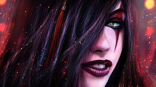 black haired female character wallpaper, League of Legends, Katarina the Sinister Blade, Morgana (League of Legends)