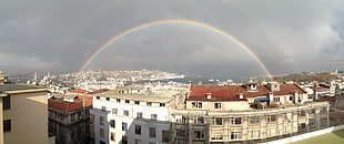 red shingles, Istanbul, Bosphorus, rainbows