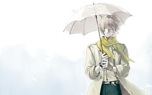 male anime character holding umbrella wallpaper