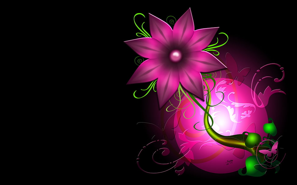 pink and green floral digital wallpaper HD wallpaper