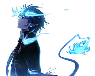 male anime character, white  background, men, Blue Exorcist, black hair