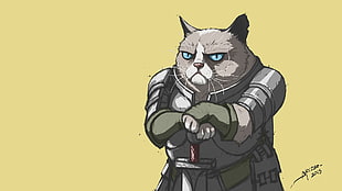 cat soldier graphic illustration HD wallpaper