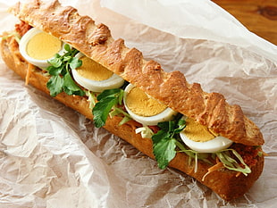 egg sandwich on white plastic packaging