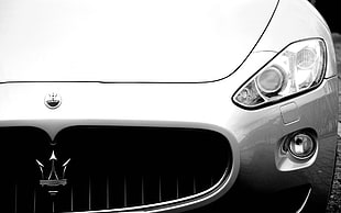 black and white car door, Maserati, car, monochrome, white HD wallpaper