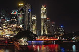 photography of high rise buildings near body of water during nighttime