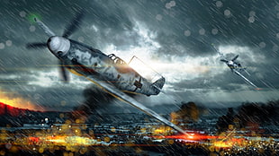 two airplane flying illustration, War Thunder, airplane, Messerschmitt Bf 109, World War II