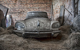 classic gray vehicle, car, vehicle, old, French Cars