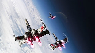 Star Wars X-Wing starfighter over planet Hoth wallpaper HD wallpaper
