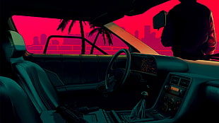 black vehicle interior, Drive (movie), vintage, car HD wallpaper